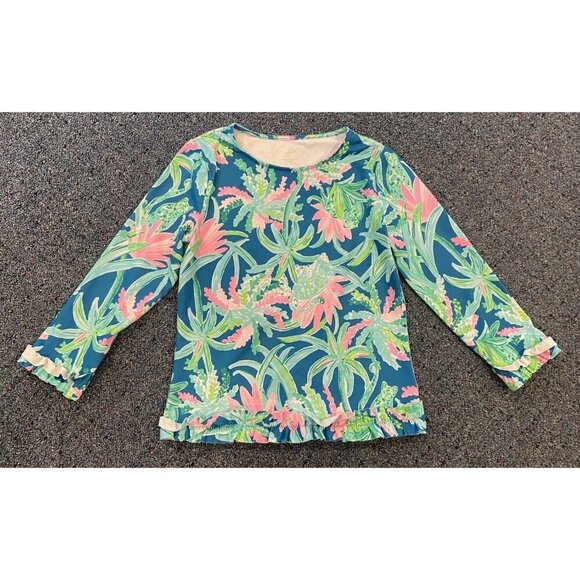Lilly Pulitzer Other - Girl's Lilly Pulitzer Long Sleeve Rash Guard Swim Pink Blue Green Size 14